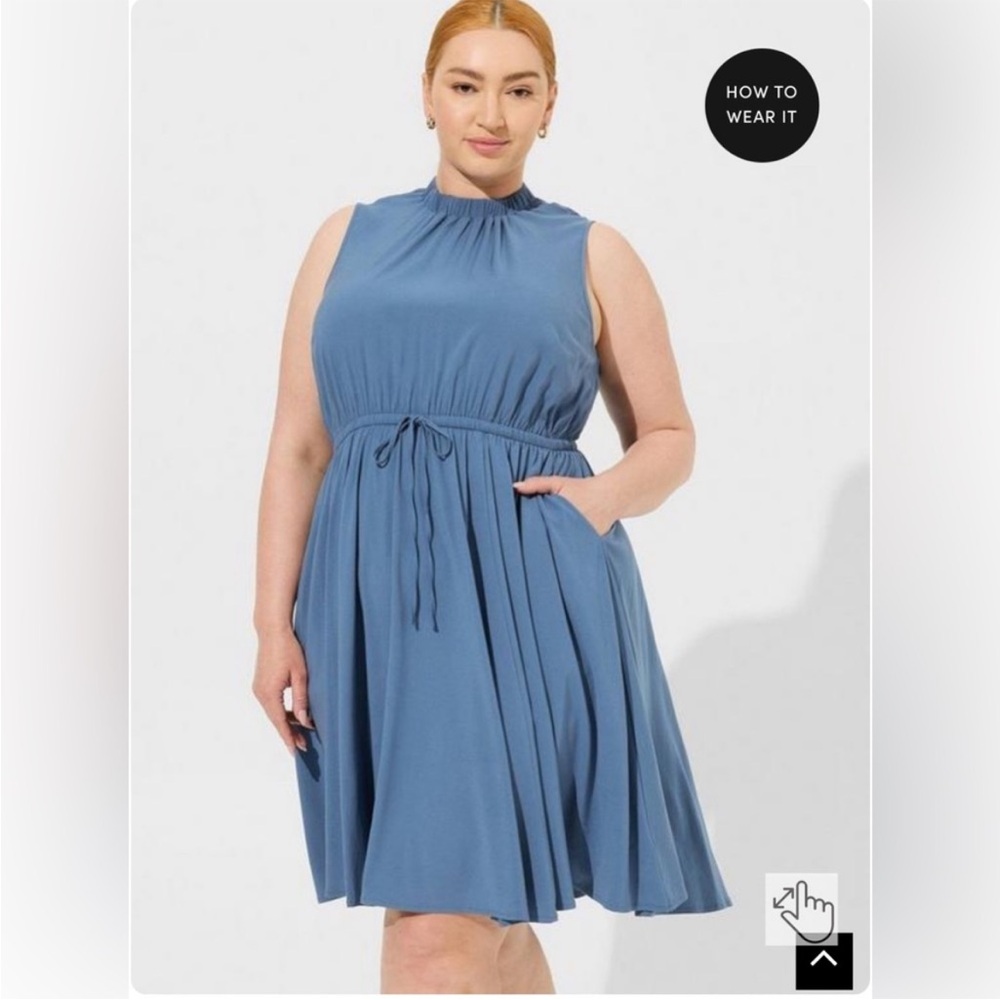 Torrid size 1 sleeveless high neck blue dress